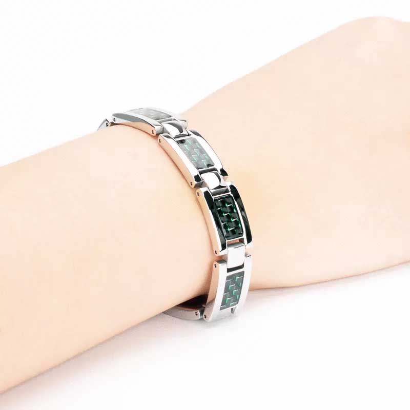 Bracelets Bio Magnetic Green, Red & Black Carbon
