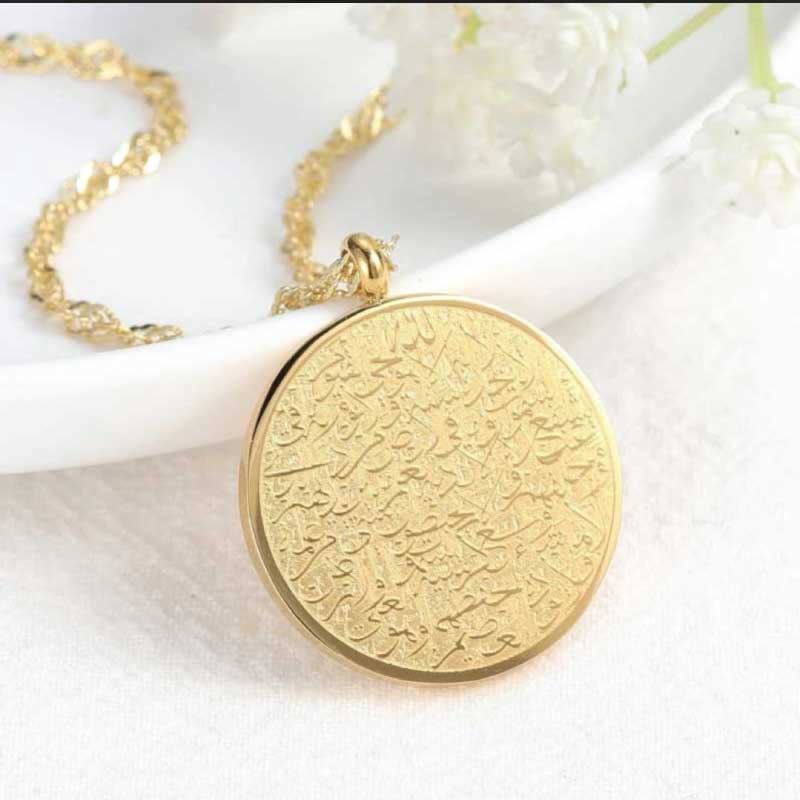 STAINLESS STEEL ROUND HOLY WORD PENDANT NECKLACE - Image 2