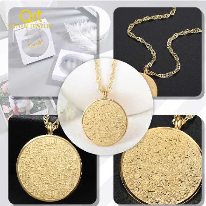 STAINLESS STEEL ROUND HOLY WORD PENDANT NECKLACE - Image 4