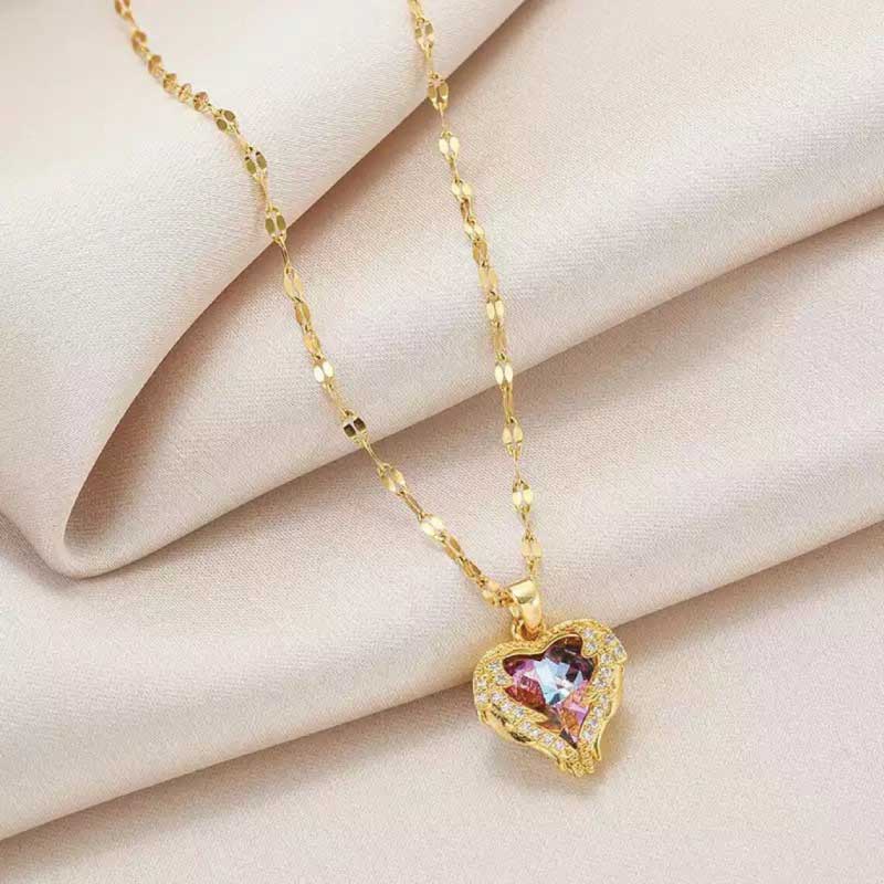 Wings Heart Pendant Necklace - Image 2
